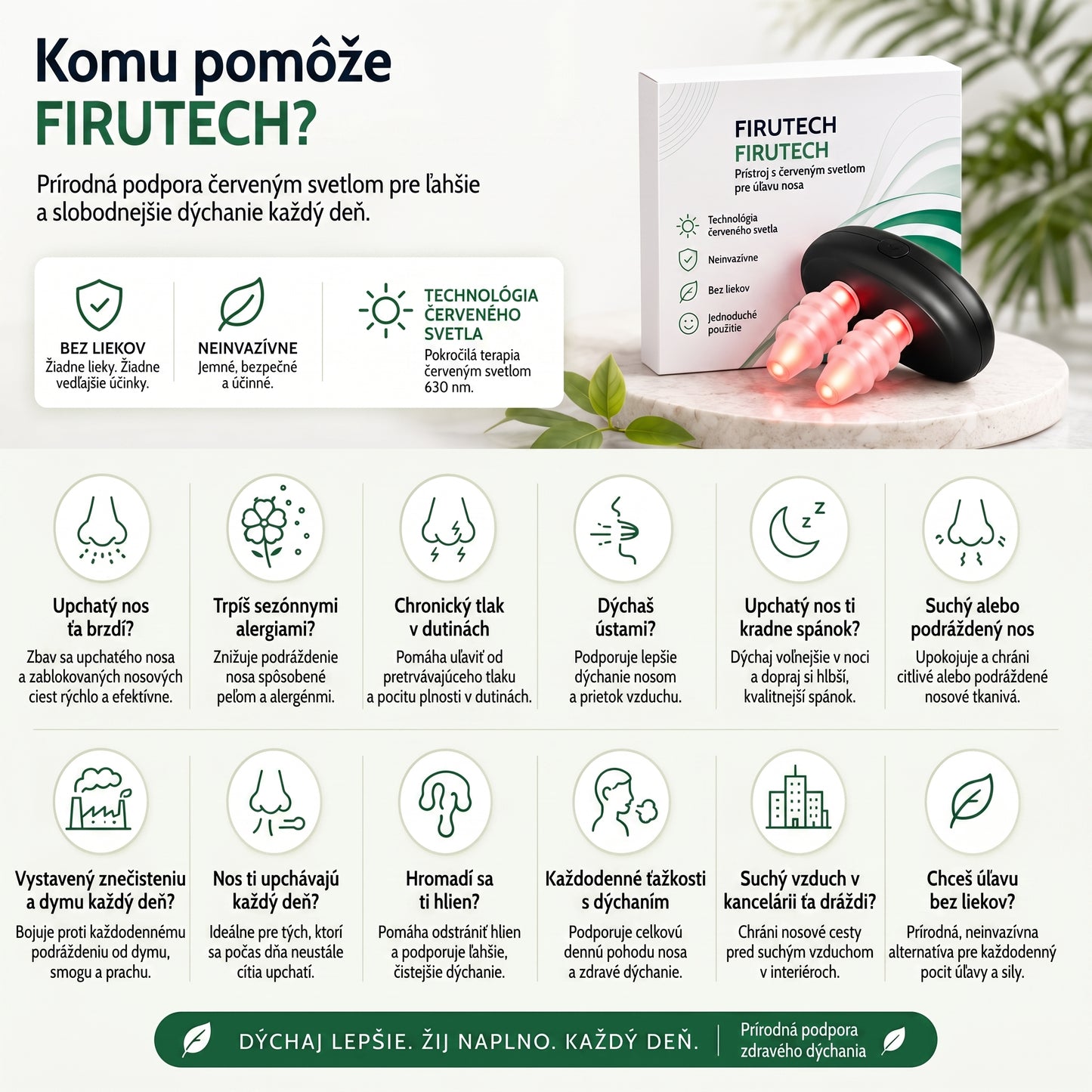 FiruTech Sinus Licht Pro – Prírodná úľava pre nos červeným svetlom