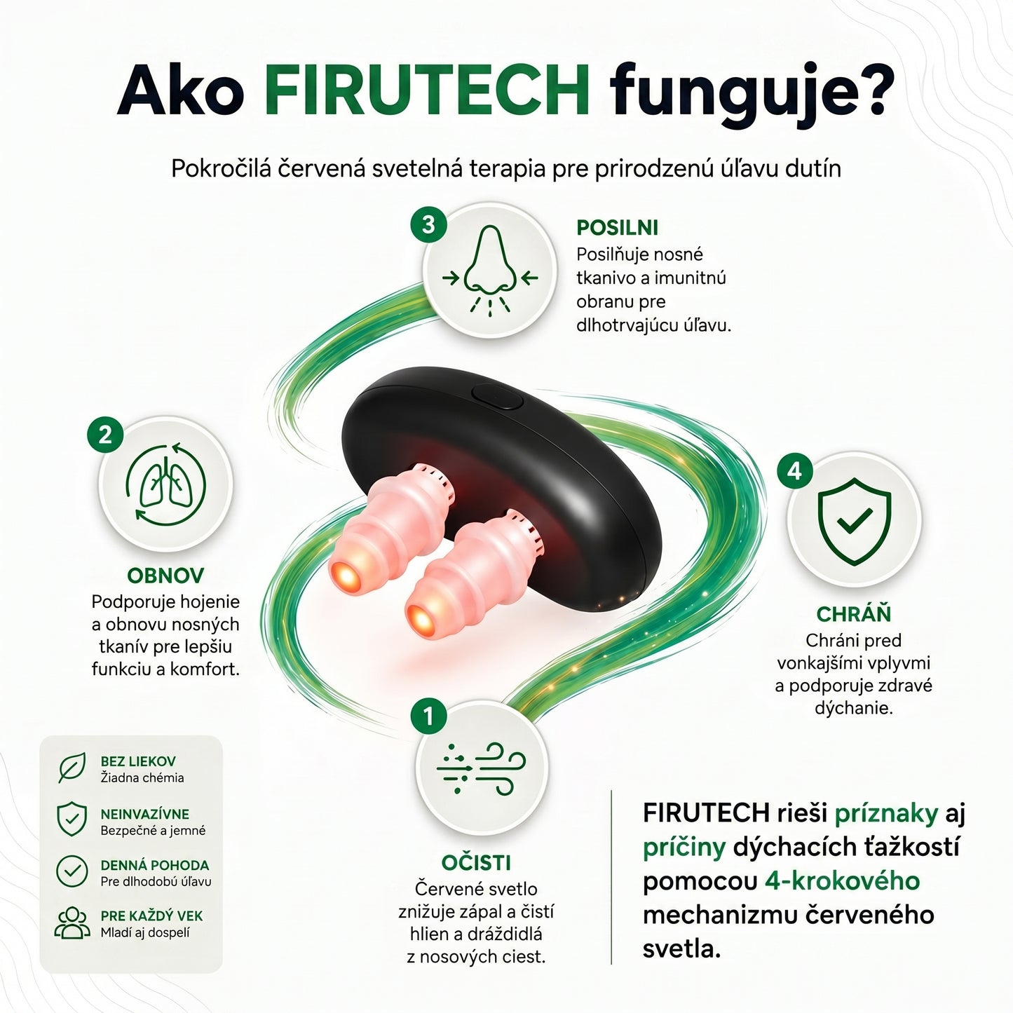 FiruTech Sinus Licht Pro – Prírodná úľava pre nos červeným svetlom