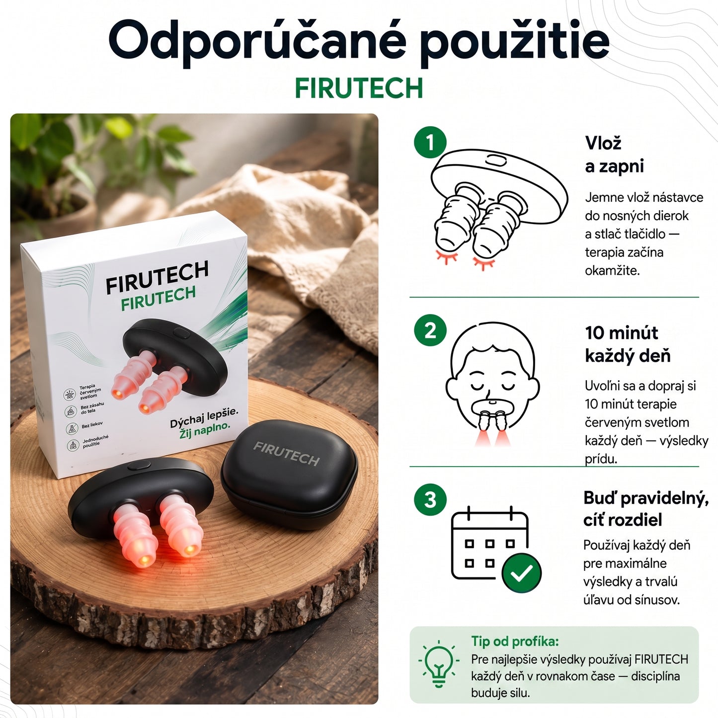 FiruTech Sinus Licht Pro – Prírodná úľava pre nos červeným svetlom
